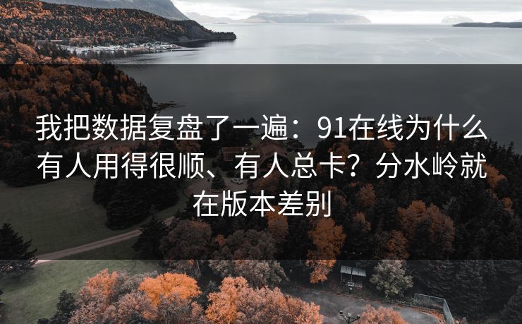 我把数据复盘了一遍:91在线为什么有人用得很顺、有人总卡?分水岭就在版本差别