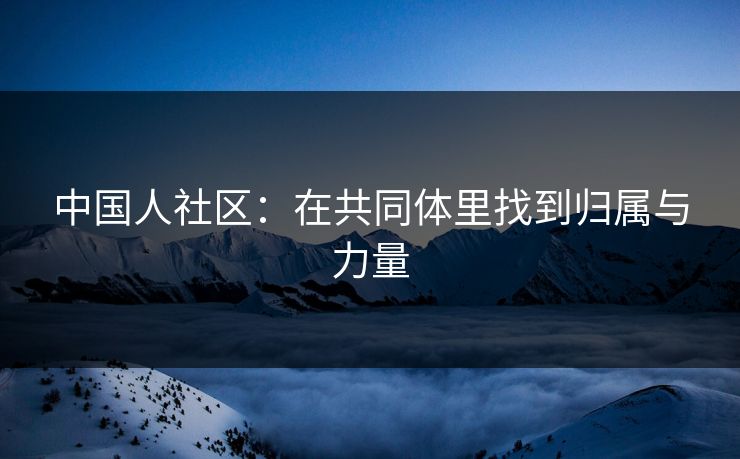 中国人社区:在共同体里找到归属与力量 中国人社区:在共同体里找到归属与力量